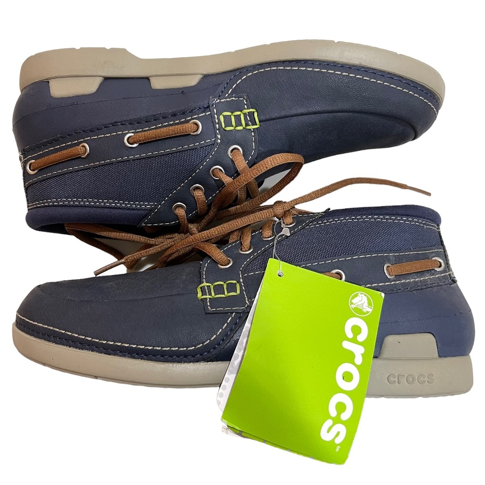 Crocs Men's Navy Blue/Clay Beach Line Boat Chukka Boots EVA Croslite, Size US 7